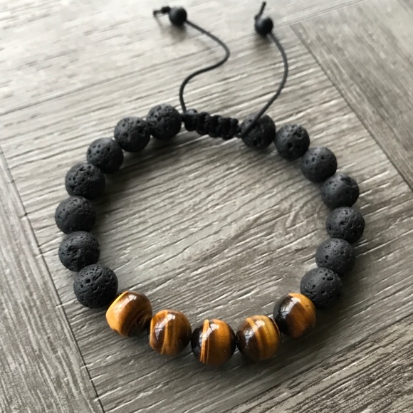 Genuine gemstone macrame men beaded bracelet - Picture 6 of 7